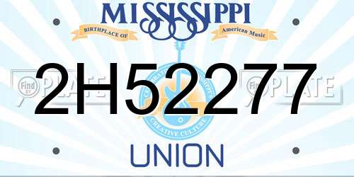 2H52277 Mississippi License Plate