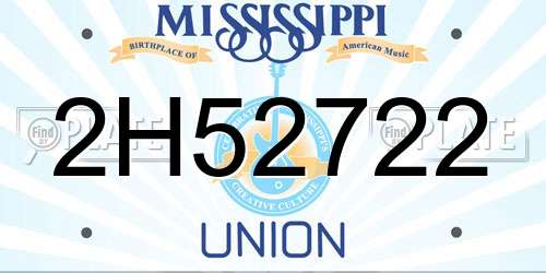 2H52722 Mississippi License Plate