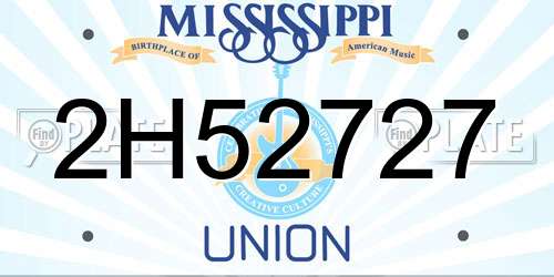 2H52727 Mississippi License Plate