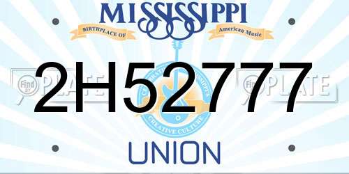 2H52777 Mississippi License Plate