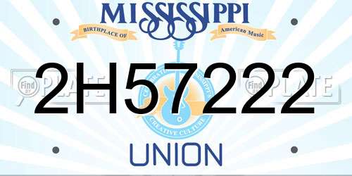 2H57222 Mississippi License Plate