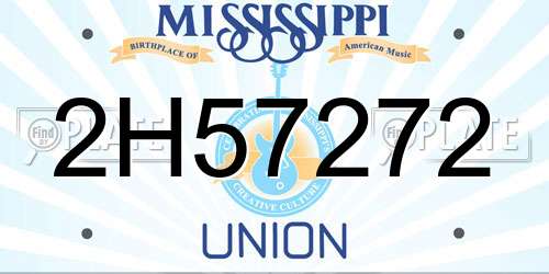 2H57272 Mississippi License Plate