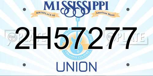 2H57277 Mississippi License Plate