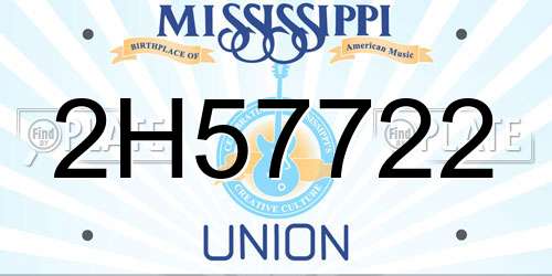 2H57722 Mississippi License Plate