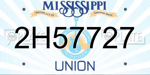 2H57727 Mississippi License Plate