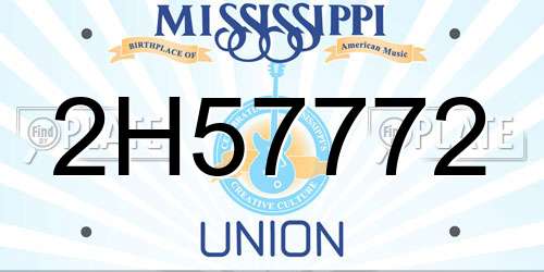 2H57772 Mississippi License Plate