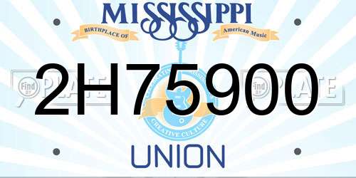2H75900 Mississippi License Plate