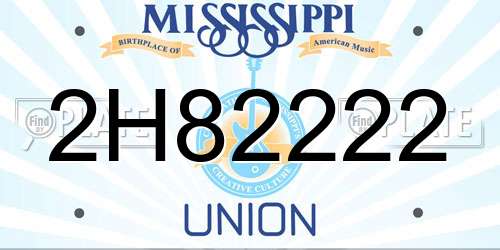 2H82222 Mississippi License Plate