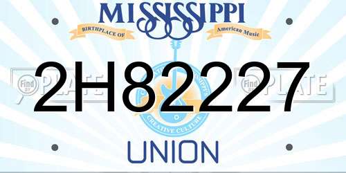 2H82227 Mississippi License Plate