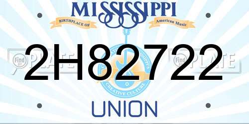 2H82722 Mississippi License Plate