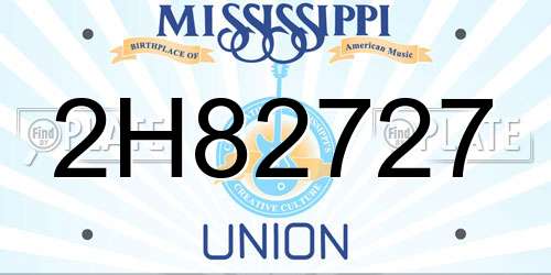 2H82727 Mississippi License Plate