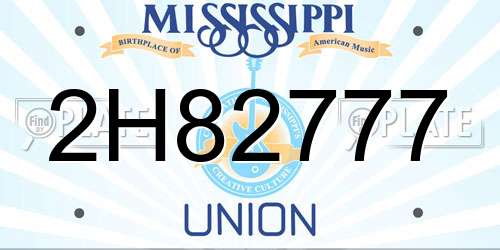 2H82777 Mississippi License Plate