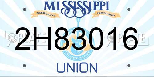 2H83016 Mississippi License Plate