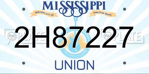 2H87227 Mississippi License Plate