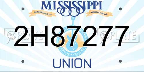 2H87277 Mississippi License Plate