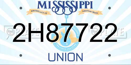 2H87722 Mississippi License Plate
