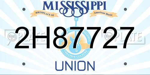 2H87727 Mississippi License Plate