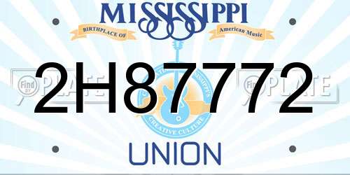 2H87772 Mississippi License Plate