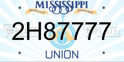 2H87777 Mississippi License Plate