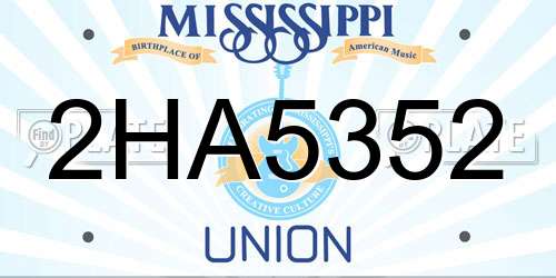 2HA5352 Mississippi License Plate