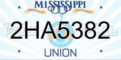 2HA5382 Mississippi License Plate