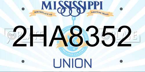 2HA8352 Mississippi License Plate