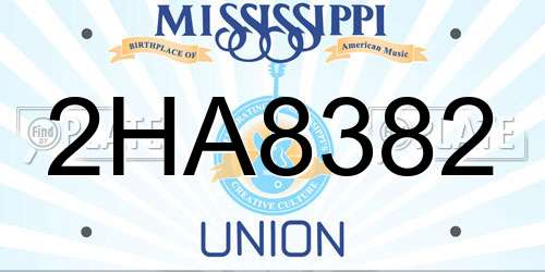 2HA8382 Mississippi License Plate