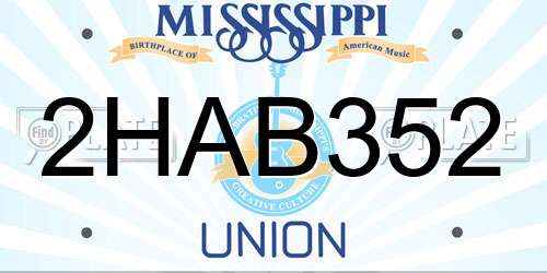 2HAB352 Mississippi License Plate
