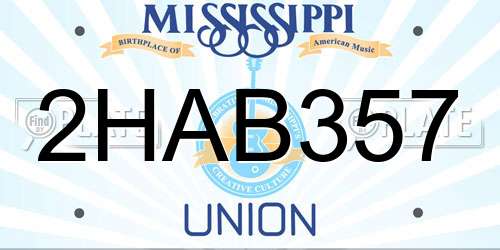 2HAB357 Mississippi License Plate