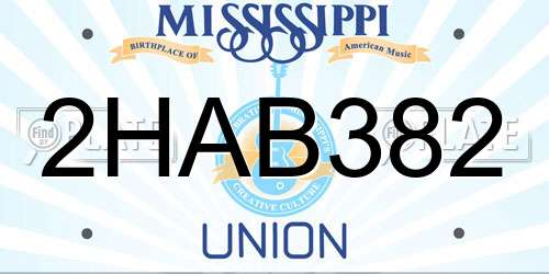 2HAB382 Mississippi License Plate