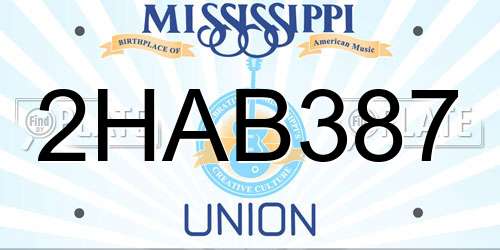 2HAB387 Mississippi License Plate