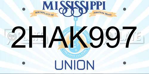 2HAK997 Mississippi License Plate