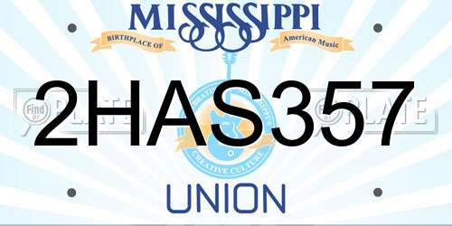 2HAS357 Mississippi License Plate