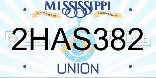 2HAS382 Mississippi License Plate