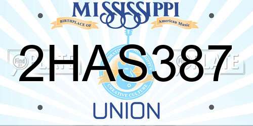 2HAS387 Mississippi License Plate