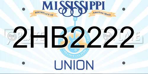 2HB2222 Mississippi License Plate