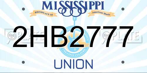 2HB2777 Mississippi License Plate