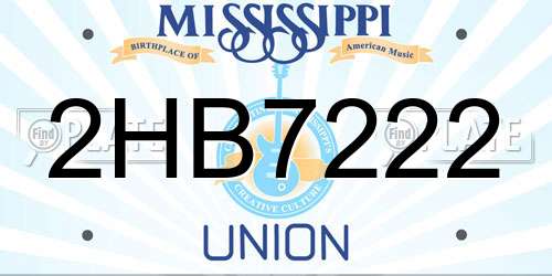 2HB7222 Mississippi License Plate