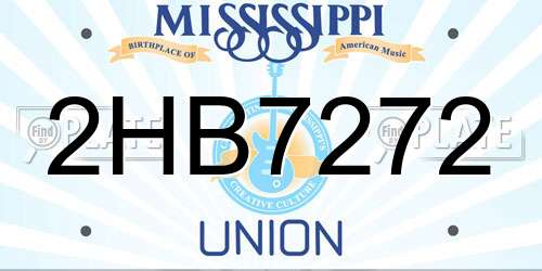 2HB7272 Mississippi License Plate