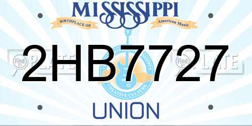2HB7727 Mississippi License Plate