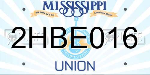 2HBE016 Mississippi License Plate
