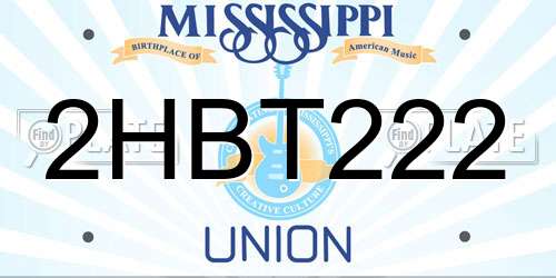 2HBT222 Mississippi License Plate