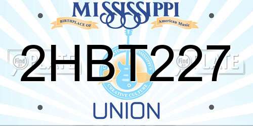 2HBT227 Mississippi License Plate