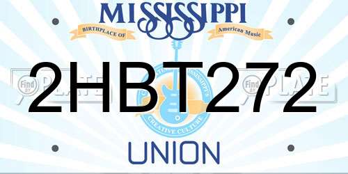 2HBT272 Mississippi License Plate