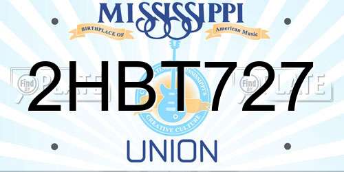 2HBT727 Mississippi License Plate
