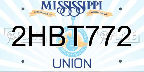 2HBT772 Mississippi License Plate