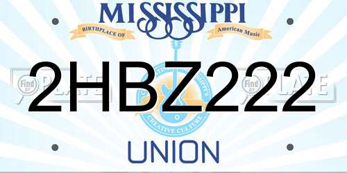 2HBZ222 Mississippi License Plate