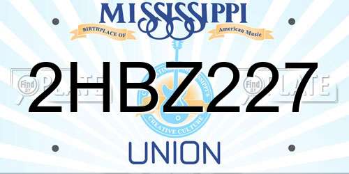 2HBZ227 Mississippi License Plate