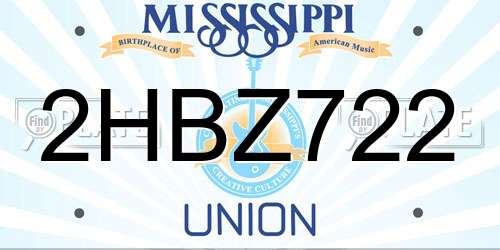 2HBZ722 Mississippi License Plate