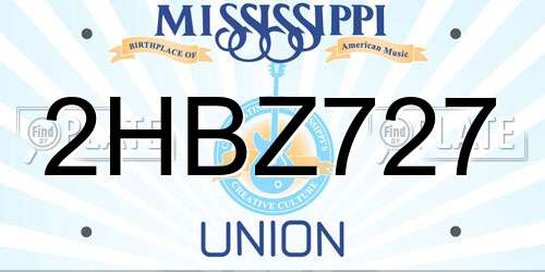 2HBZ727 Mississippi License Plate